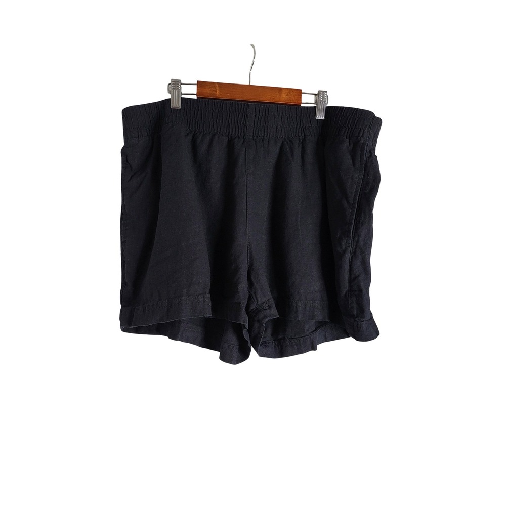 Old Navy Black Linen Blend Comfort Waistband Shorts Size XL Pockets